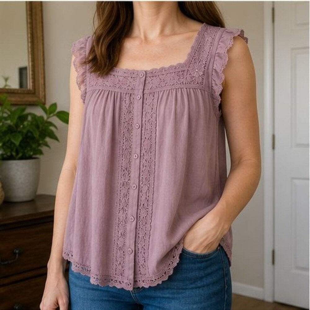Mauve Ruffle Blouse - Picture 2 of 6